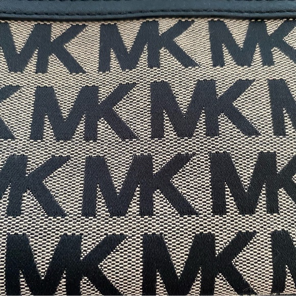 Michael Kors Black and Beige MK Monogram Wristlet Pouch - Picture 6 of 17